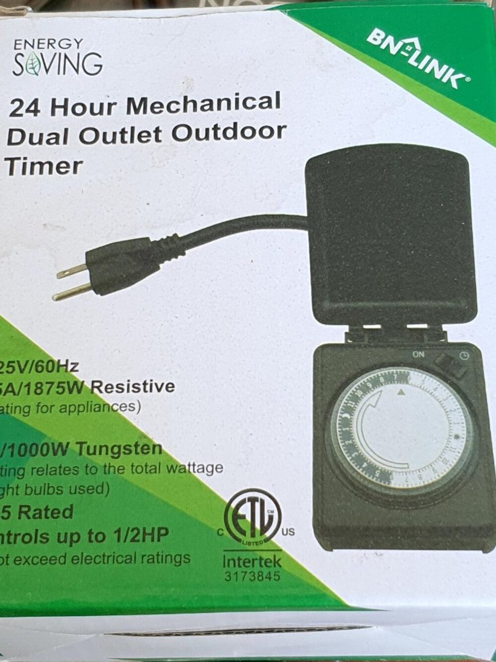 BN-LINK Outdoor Mechanical Plug in Outlet Timer -Heavy Duty 24 Hr Dual Outlet